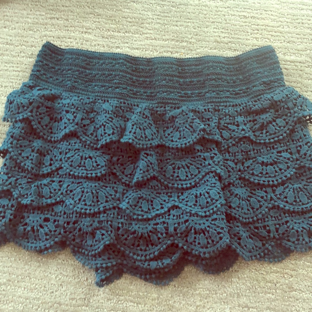 Blue/green lace shorts